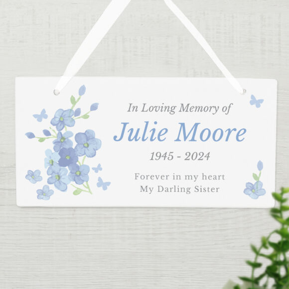 Personalised Memorial Forget Me Not Wooden Sign