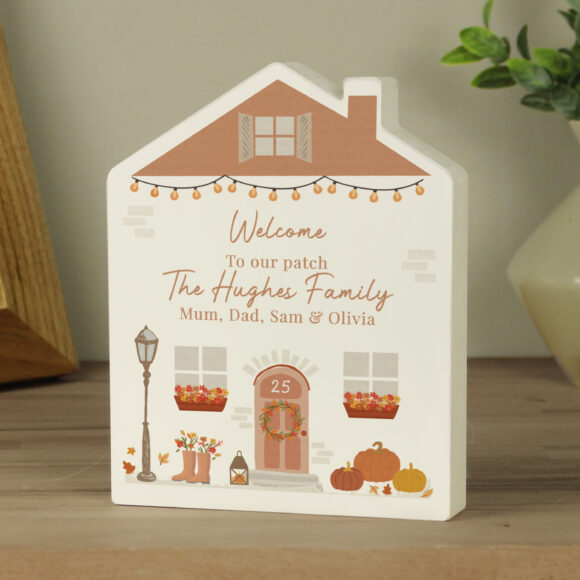 Personalised Autumnal Wooden House Ornament