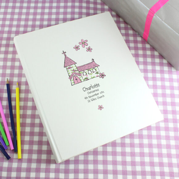 Personalised Whimsical Church Pink Traditional Photo Album