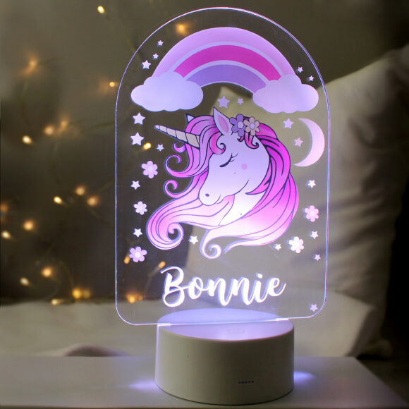 Personalised Pink Unicorn LED Colour Changing Night Light