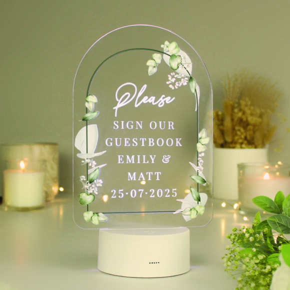 Personalised Botanical LED Colour Changing Wedding Sign