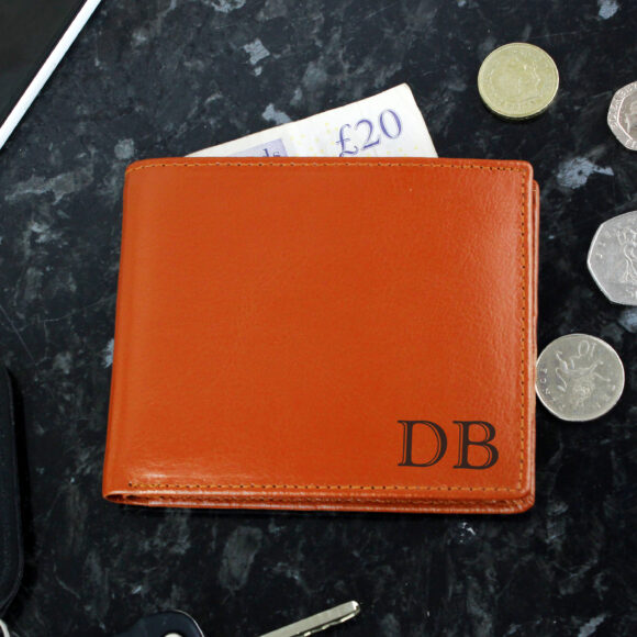 Personalised Initials Tan Leather Wallet