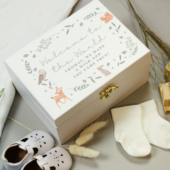 Personalised Woodland Animal Wooden Keepsake Box