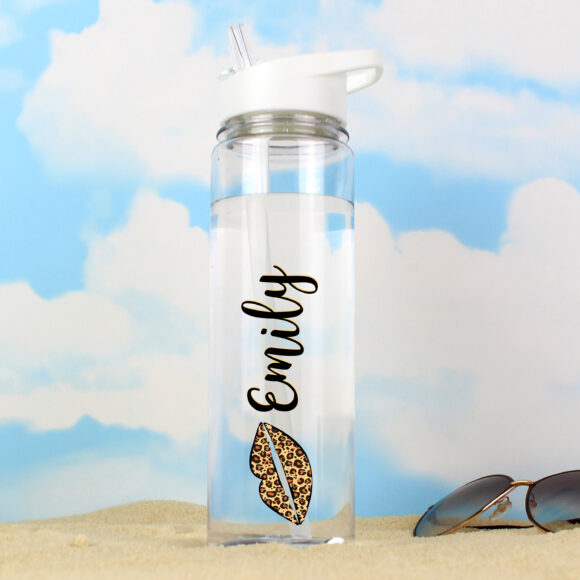 Personalised Leopard Lips Water Bottle